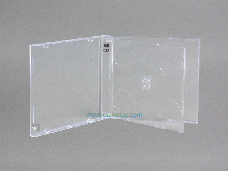 CD : pochettes et boitiers: Boîtier standard pour 2 CD, épaisseur 10 mm,  plateau cristal