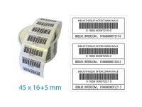 Etiquettes codes-barres, 45+5x16mm